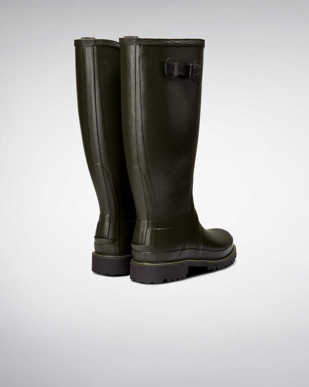 Hunter Balmoral Wide Fit Men's Wellies NZ-15190Q Dark Olive